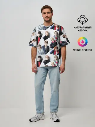 Мужская футболка оверсайз / BTS COLLAGE