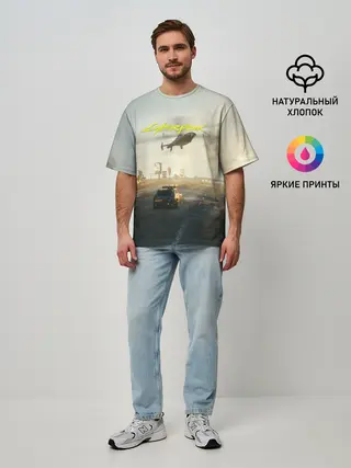 Мужская футболка оверсайз / CYBERPUNK 2077 | КИБЕРПАНК