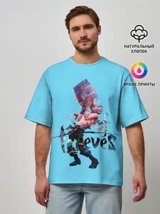 Мужская футболка оверсайз / Пират с бочкой рома