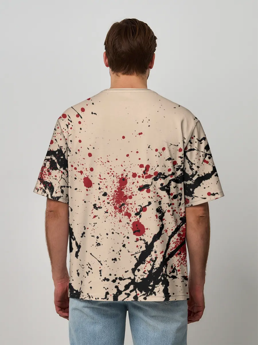 Мужская футболка оверсайз / Череп Хипстер Брызги Краски