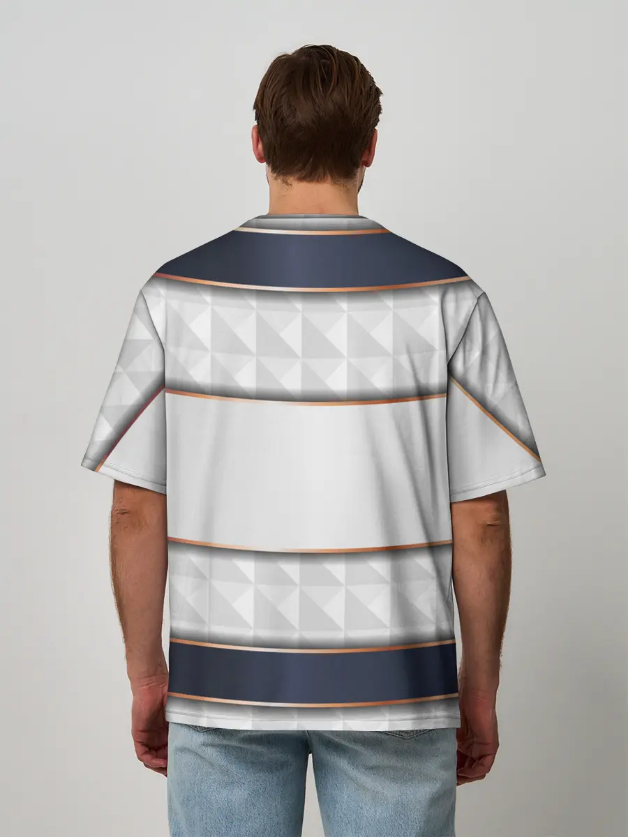 Мужская футболка оверсайз / White 3d lines