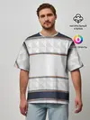Мужская футболка оверсайз / White 3d lines