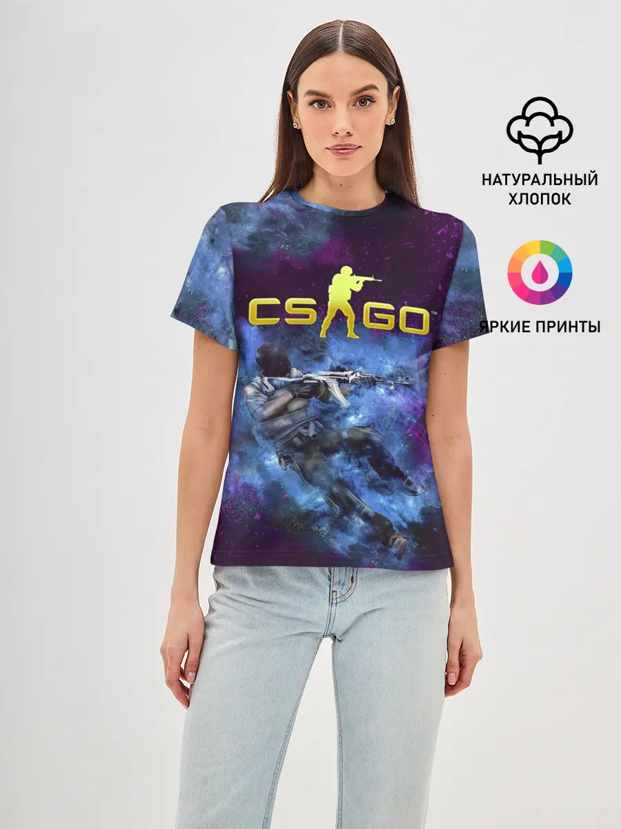 Женская базовая футболка / CS GO Blue smoke