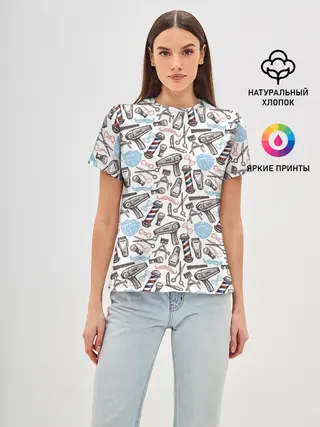 Женская базовая футболка / Барбершоп