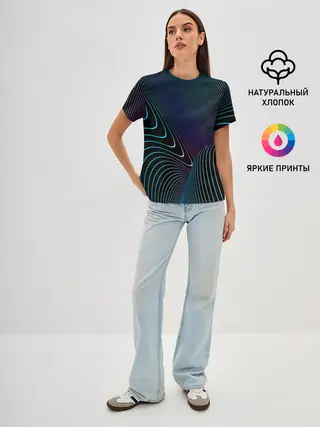 Женская базовая футболка / НЕОН STRIPES