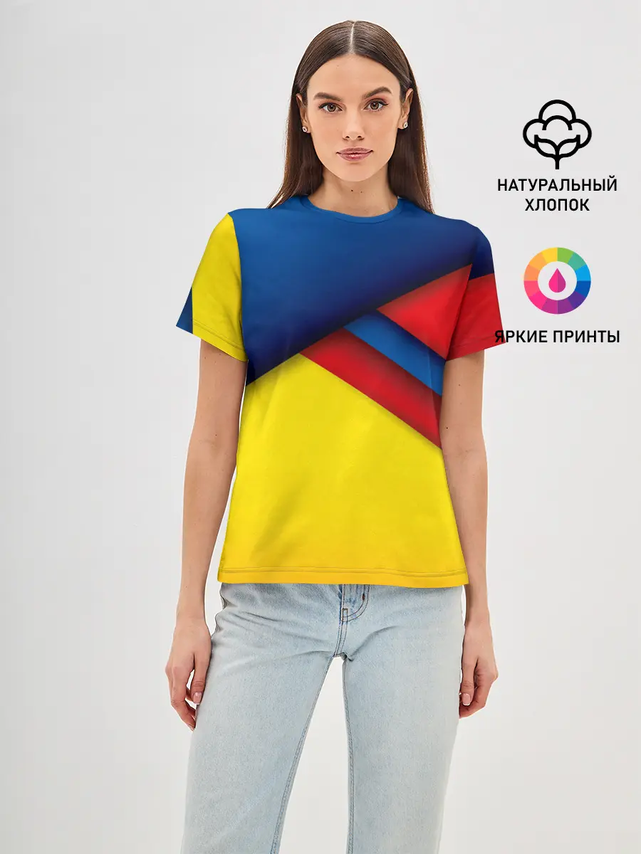 Женская базовая футболка / Яркие краски