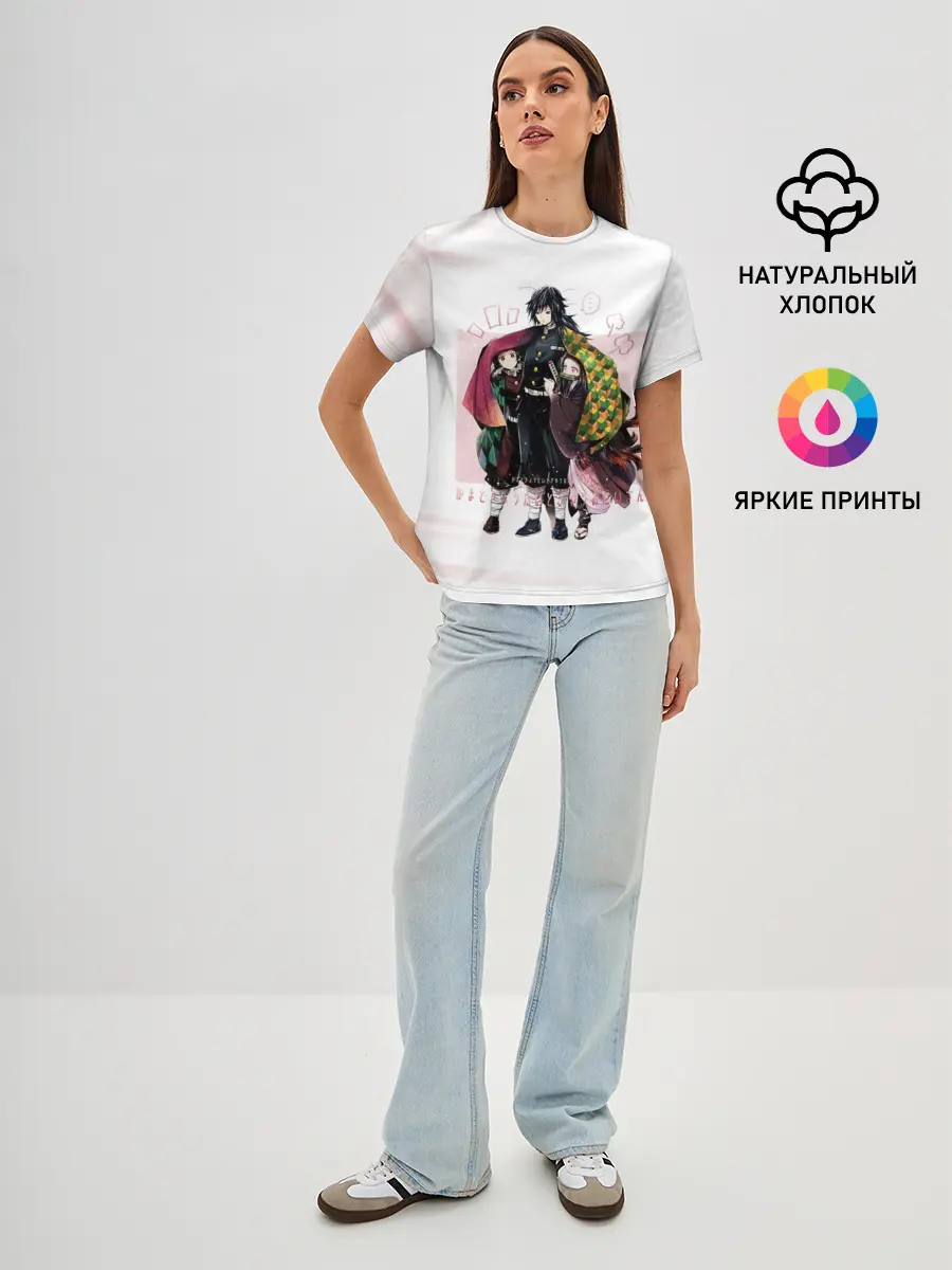 Женская базовая футболка / Гию Танджиро Незуко