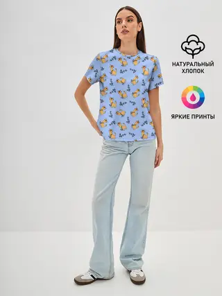 Женская базовая футболка / Радостный кот