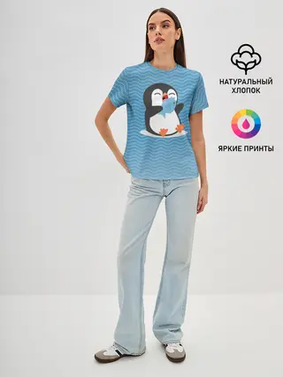 Женская базовая футболка / Пингвин