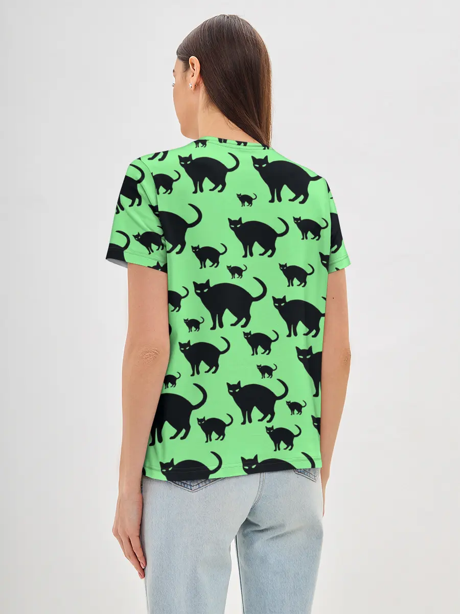 Женская базовая футболка / Кошки черные