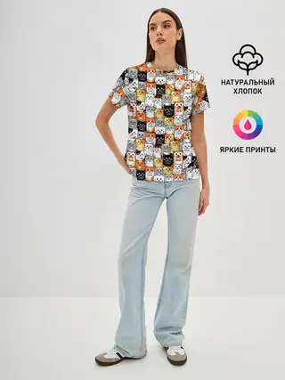 Женская базовая футболка / Котики