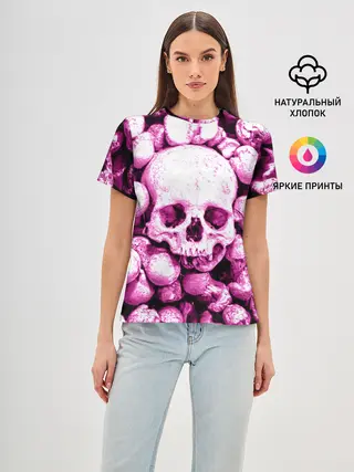 Женская базовая футболка / череп