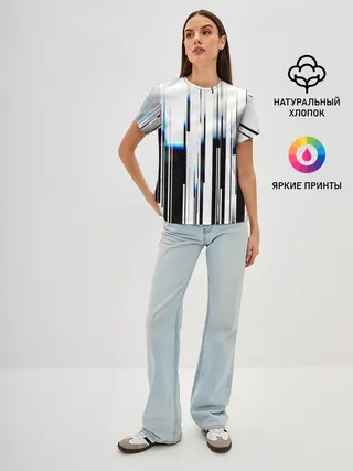 Женская базовая футболка / Абстракция Глитч