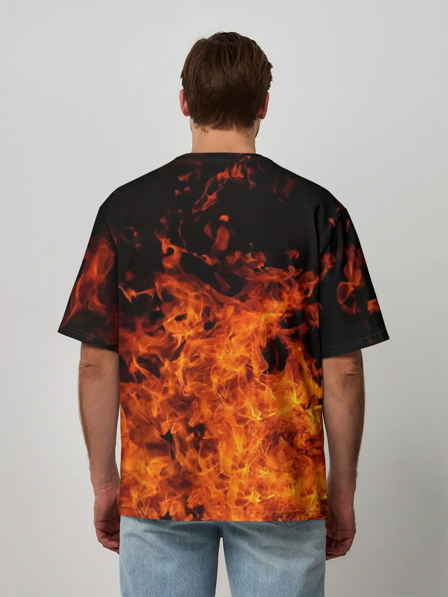 Мужская футболка оверсайз / Огонь
