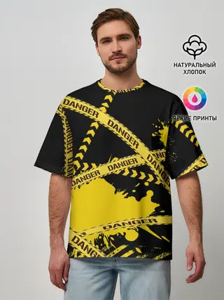 Мужская футболка оверсайз / Лента DANGER