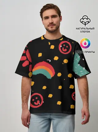 Мужская футболка оверсайз / беззаботное детство