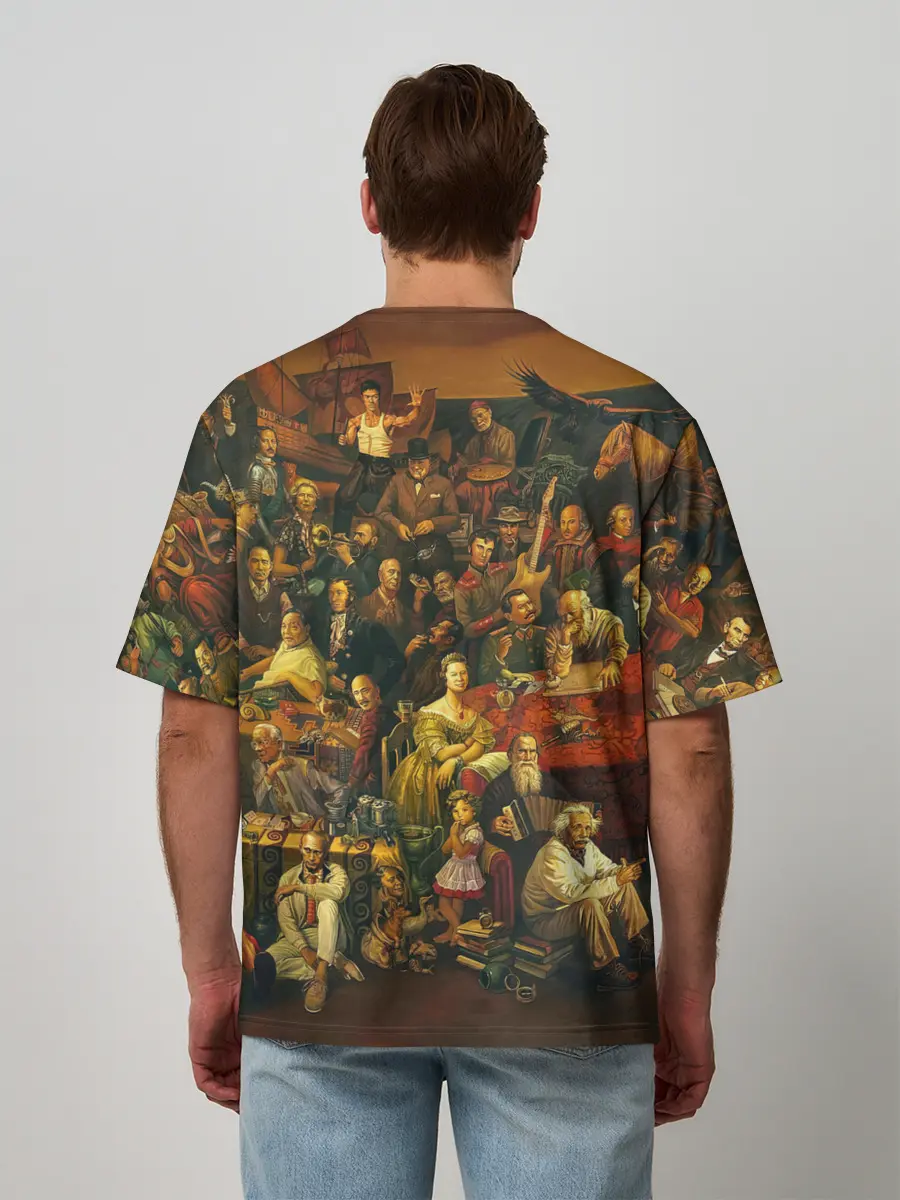 Мужская футболка оверсайз / 100 ЗНАМЕНИТЫХ ЛЮДЕЙ КАРТИНА