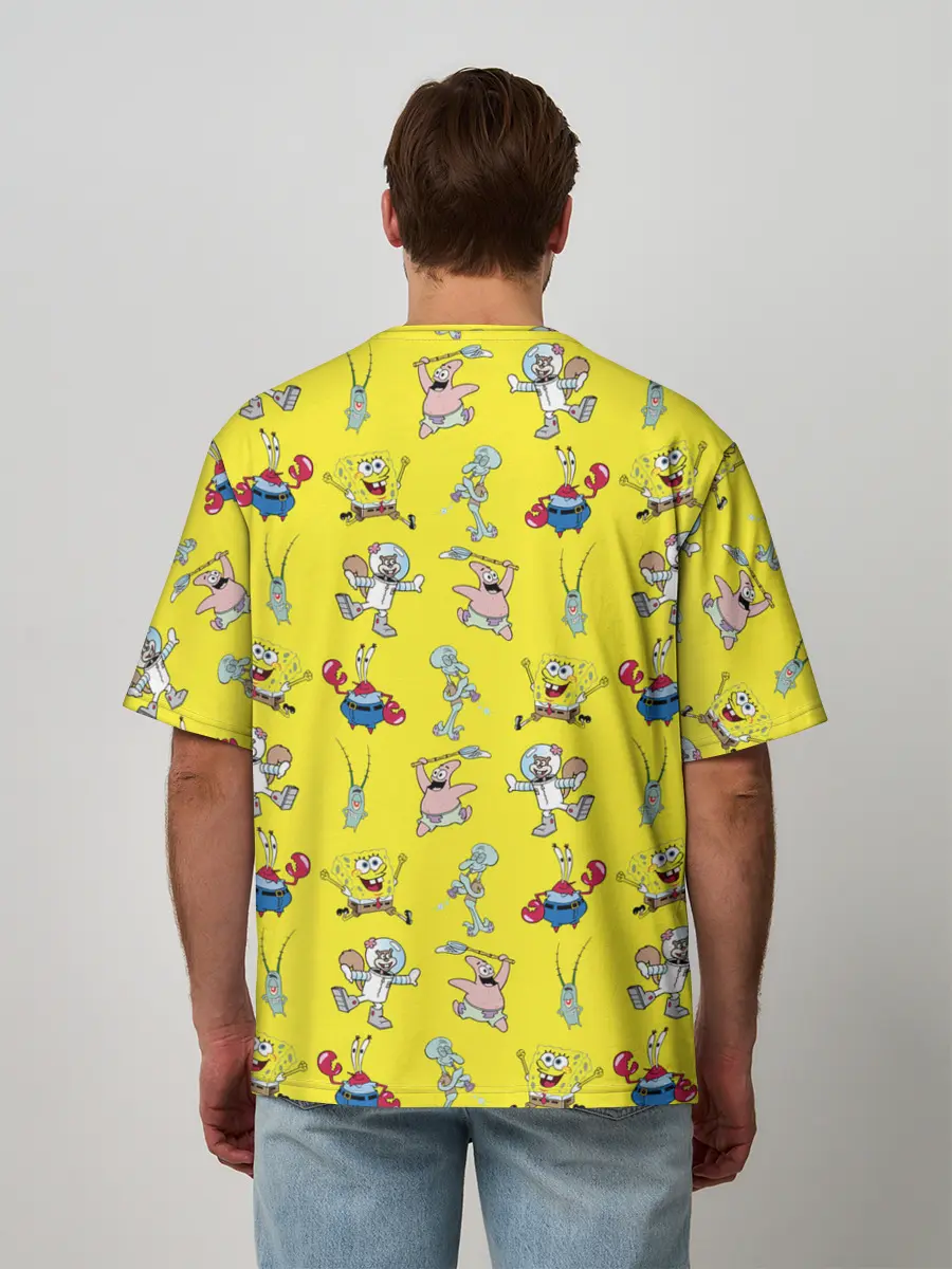 Мужская футболка оверсайз / SpongeBob pattern