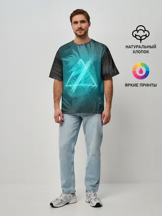Мужская футболка оверсайз / Neon light blue