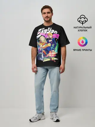 Мужская футболка оверсайз / Кира джоджо на черном