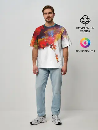 Мужская футболка оверсайз / Девочка с шарами