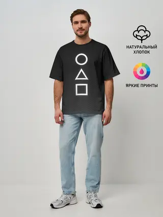 Мужская футболка оверсайз / CIRCLE TRIANGLE SQUARE | SQUID GAME