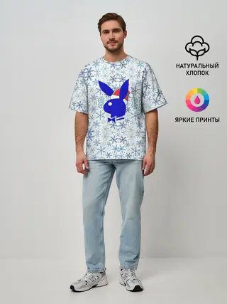 Мужская футболка оверсайз / PLAYBOY - NEW YEAR