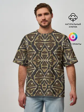 Мужская футболка оверсайз / Змеиная кожа