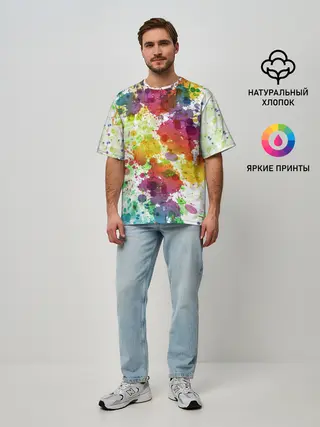 Мужская футболка оверсайз / Красно-жёлтые пятна