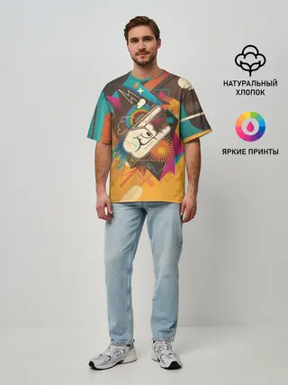 Мужская футболка оверсайз / Распальцовка music