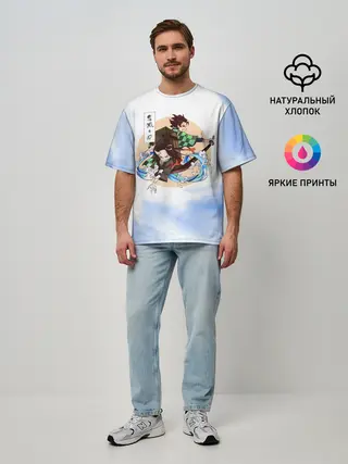Мужская футболка оверсайз / Танджиро и Незуко Камадо