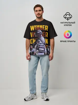 Мужская футболка оверсайз / PUBG | Winner Chicken