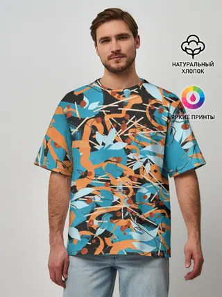 Мужская футболка оверсайз / Яркие линии