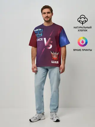 Мужская футболка оверсайз / Автоботы против Десептиконов