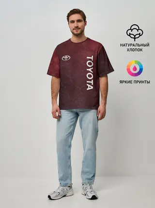 Мужская футболка оверсайз / TOYOTA | RED GRUNGE