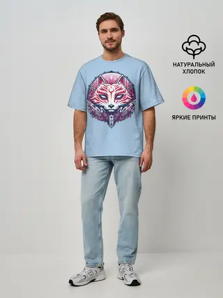 Мужская футболка оверсайз / Киса | Сакура