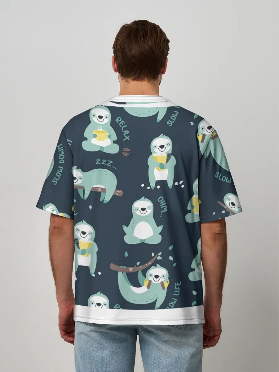 Мужская футболка оверсайз / ленивцы