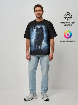 Мужская футболка оверсайз / ВОЛК БРОДЯГА