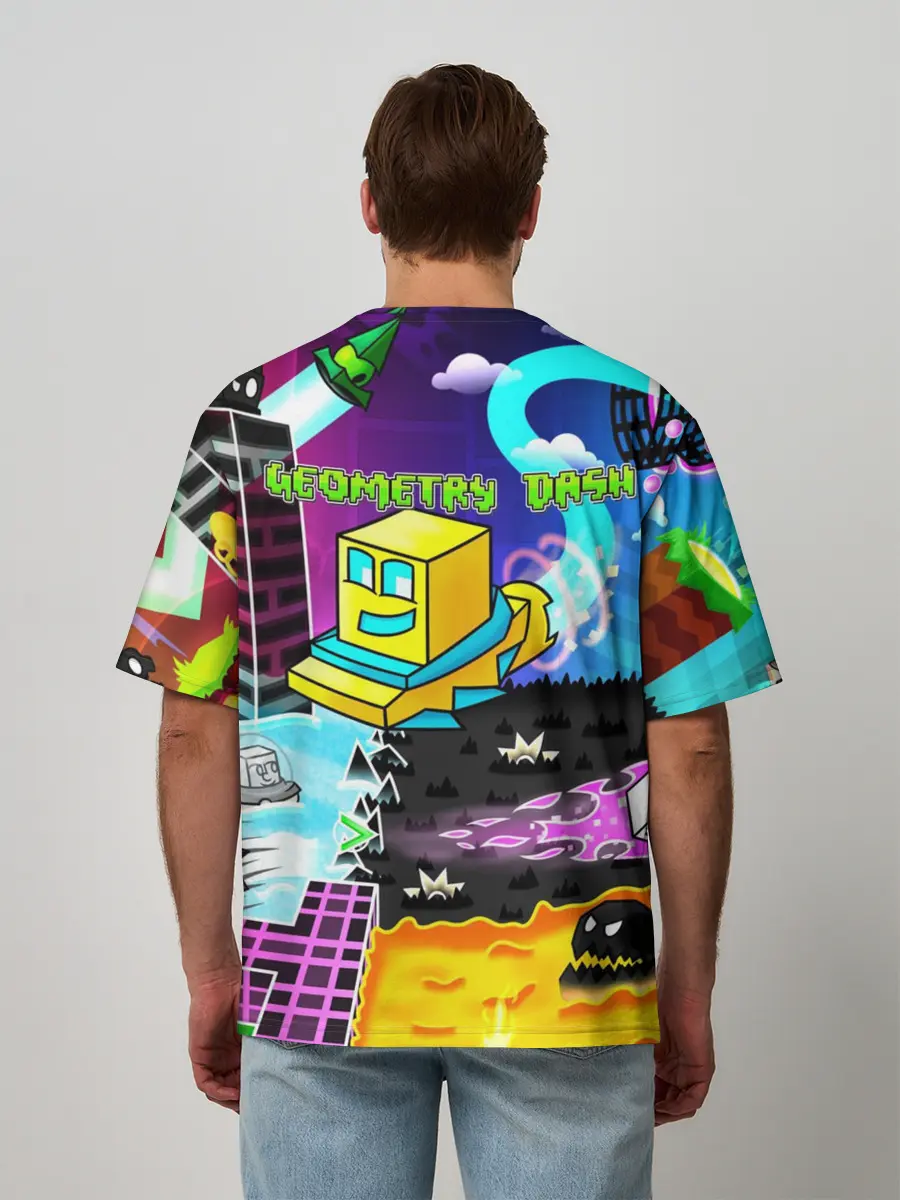 Мужская футболка оверсайз / Geometry Dash
