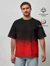 Мужская футболка оверсайз / КРАСНО-ЧЕРНЫЙ ГРАДИЕНТ