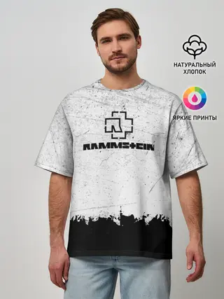 Мужская футболка оверсайз / Рамштайн ЧБ Гранж | Rammstein Rock