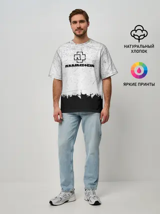 Мужская футболка оверсайз / Рамштайн ЧБ Гранж | Rammstein Rock