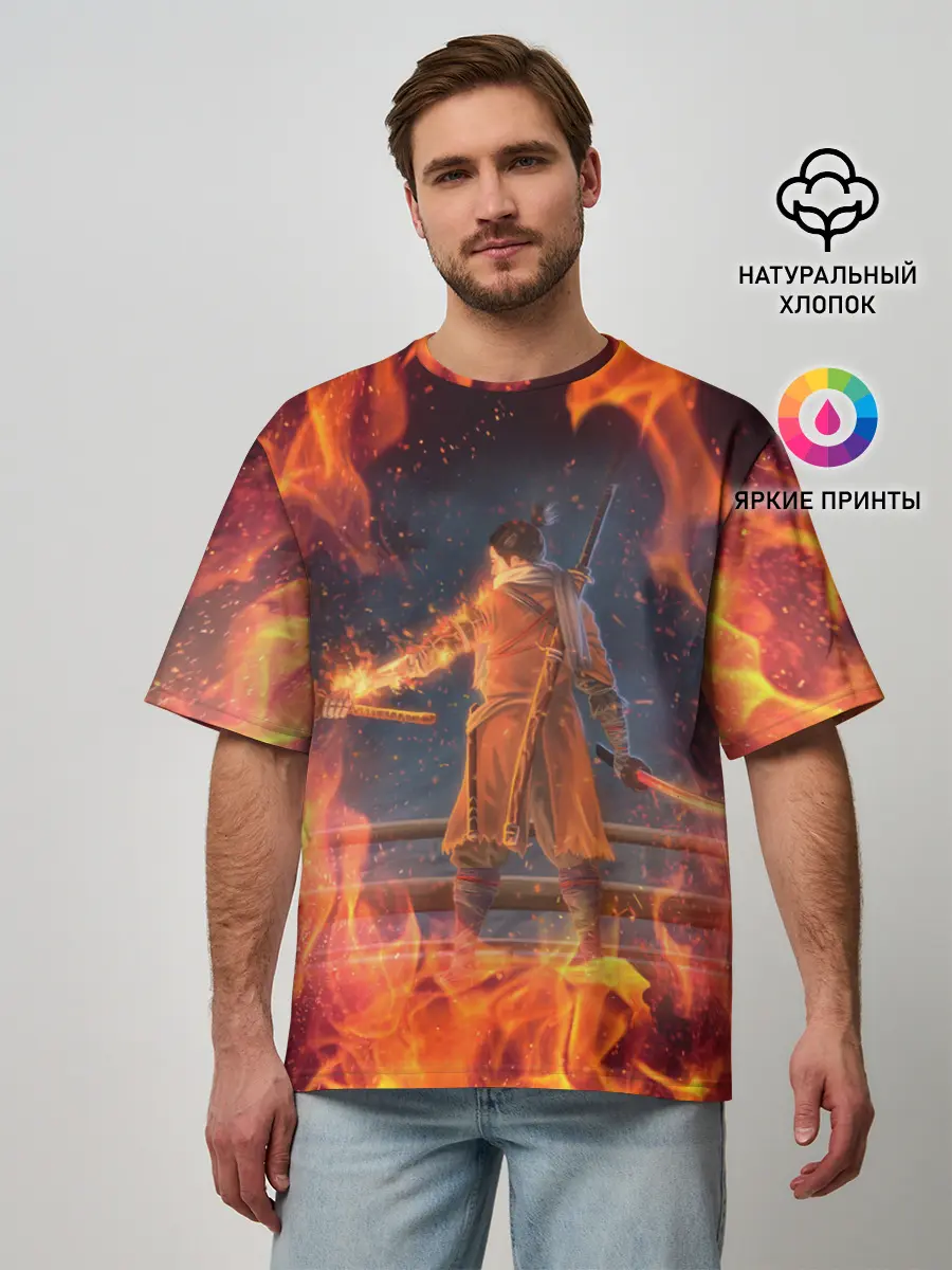 Мужская футболка оверсайз / Warrior | Sekiro shadows die twice