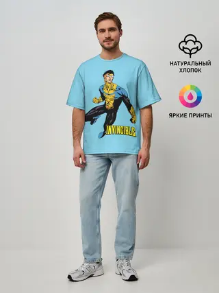 Мужская футболка оверсайз / Invincible / Неуязвимый