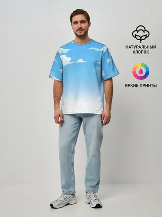 Мужская футболка оверсайз / Летнее небо