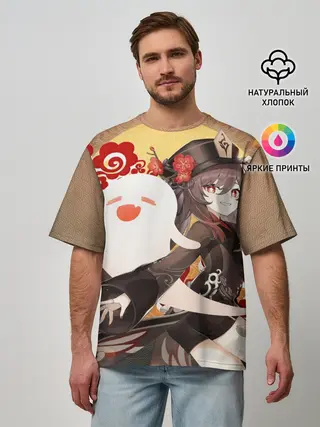 Мужская футболка оверсайз / GENSHIN IMPACT HU TAO