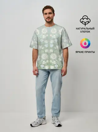 Мужская футболка оверсайз / цветочный узор