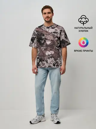 Мужская футболка оверсайз / ASTA manga monochrome pages