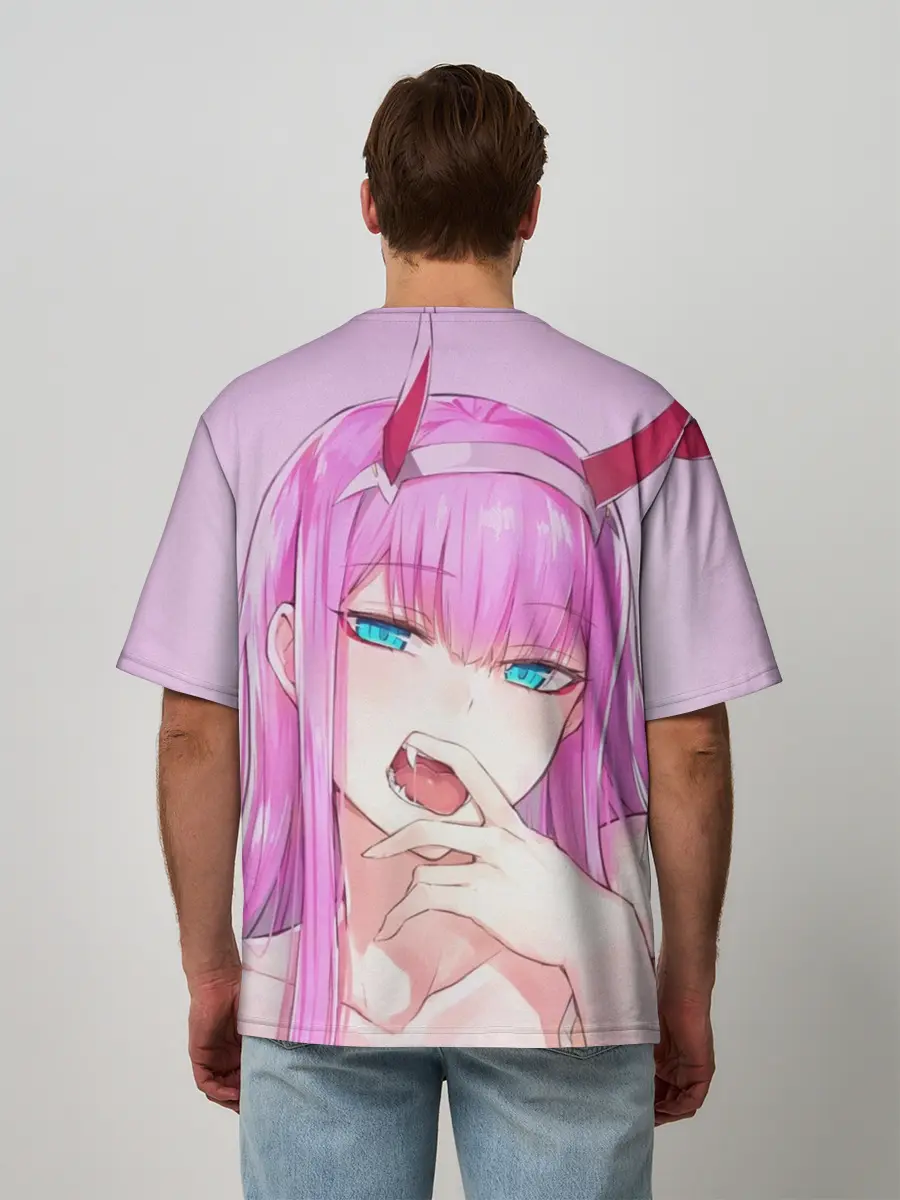 Мужская футболка оверсайз / ахегао зеро ту