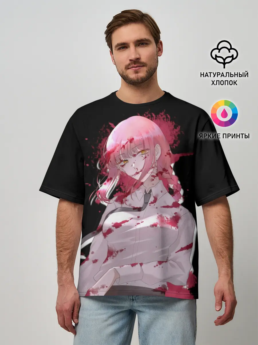 Мужская футболка оверсайз / Makima Chainsaw Man
